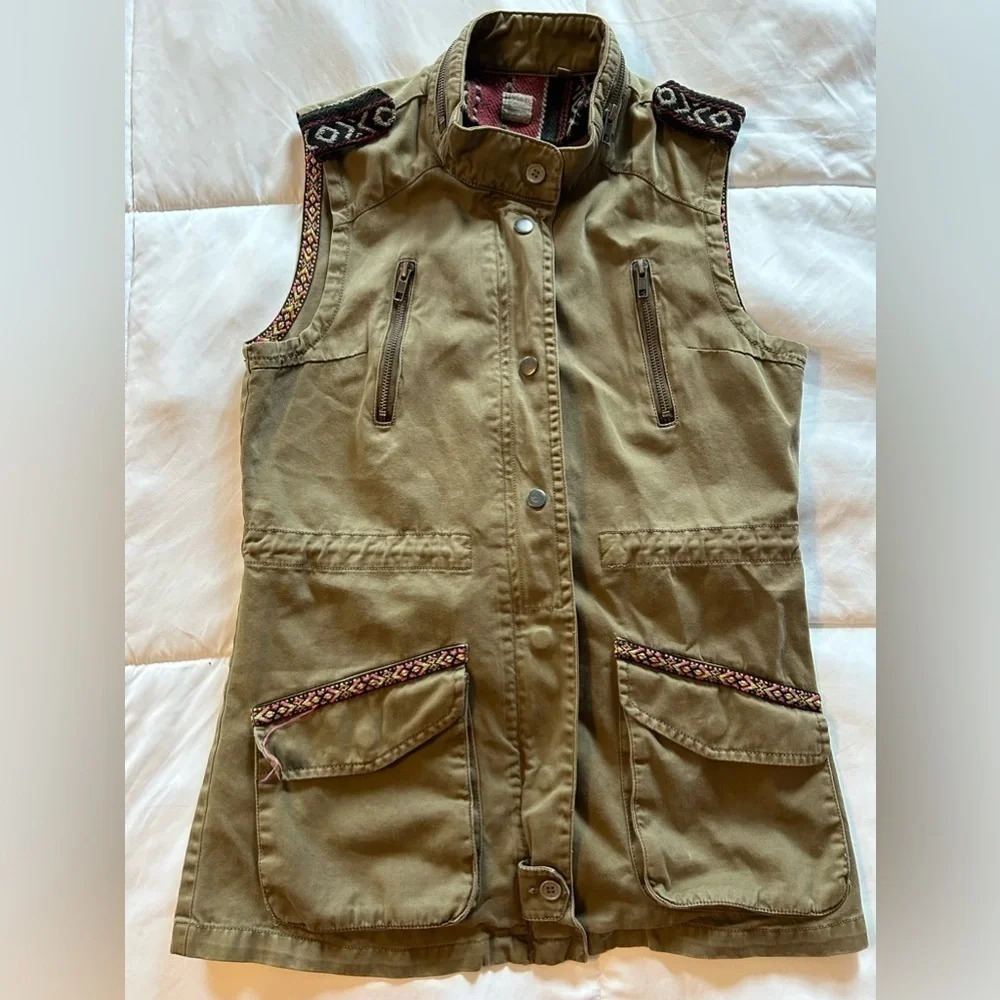 Dylan Military Utility Army Green full zip Vest embroidered